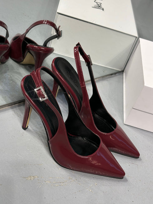 JOLIE Bordo Rugan Taşlı Tokalı Stiletto